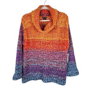 Chelsea & Theodore Multicolor Knit Cowl Neck Sweater Size L